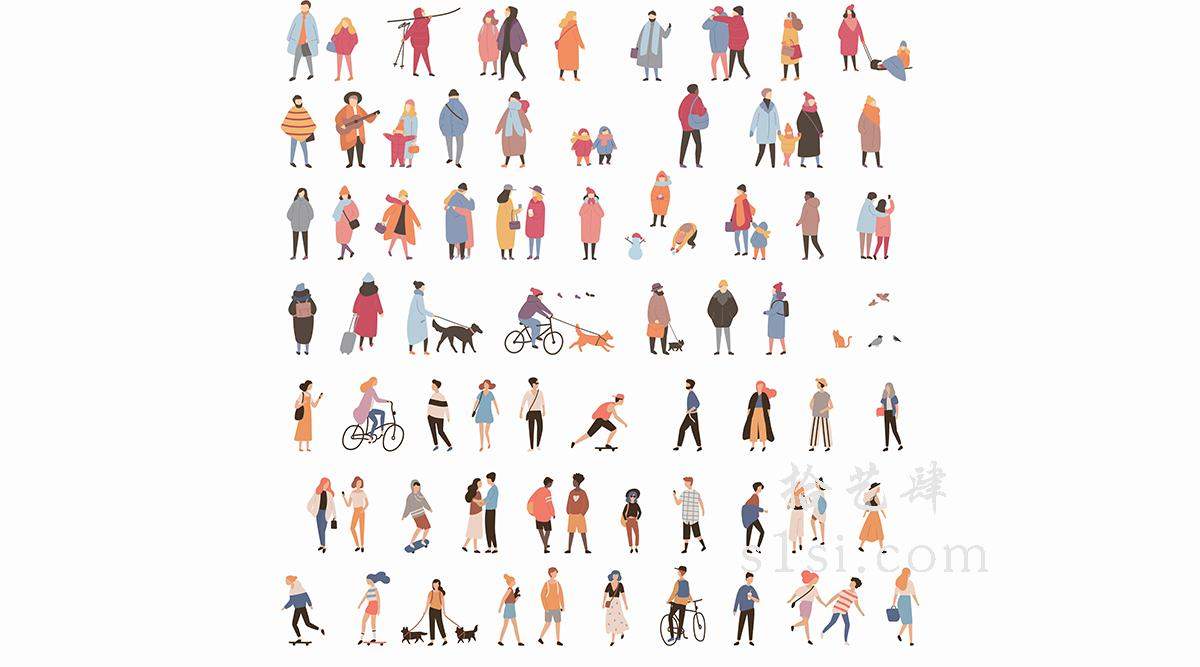 小清新 插画风 人物 贴图 psd 素材-拾艺肆