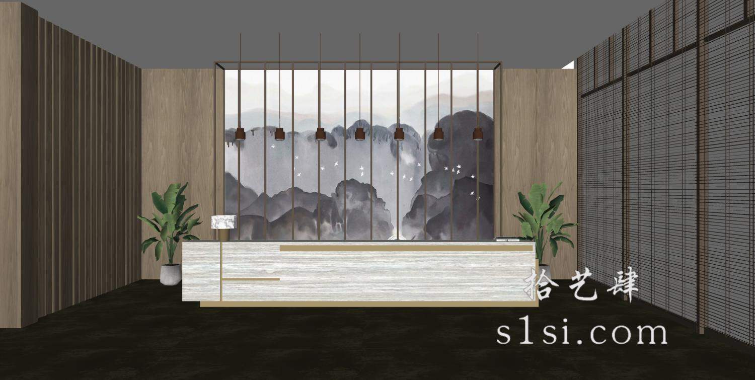 新中式 前台 接待台【ID:14272】-拾艺肆