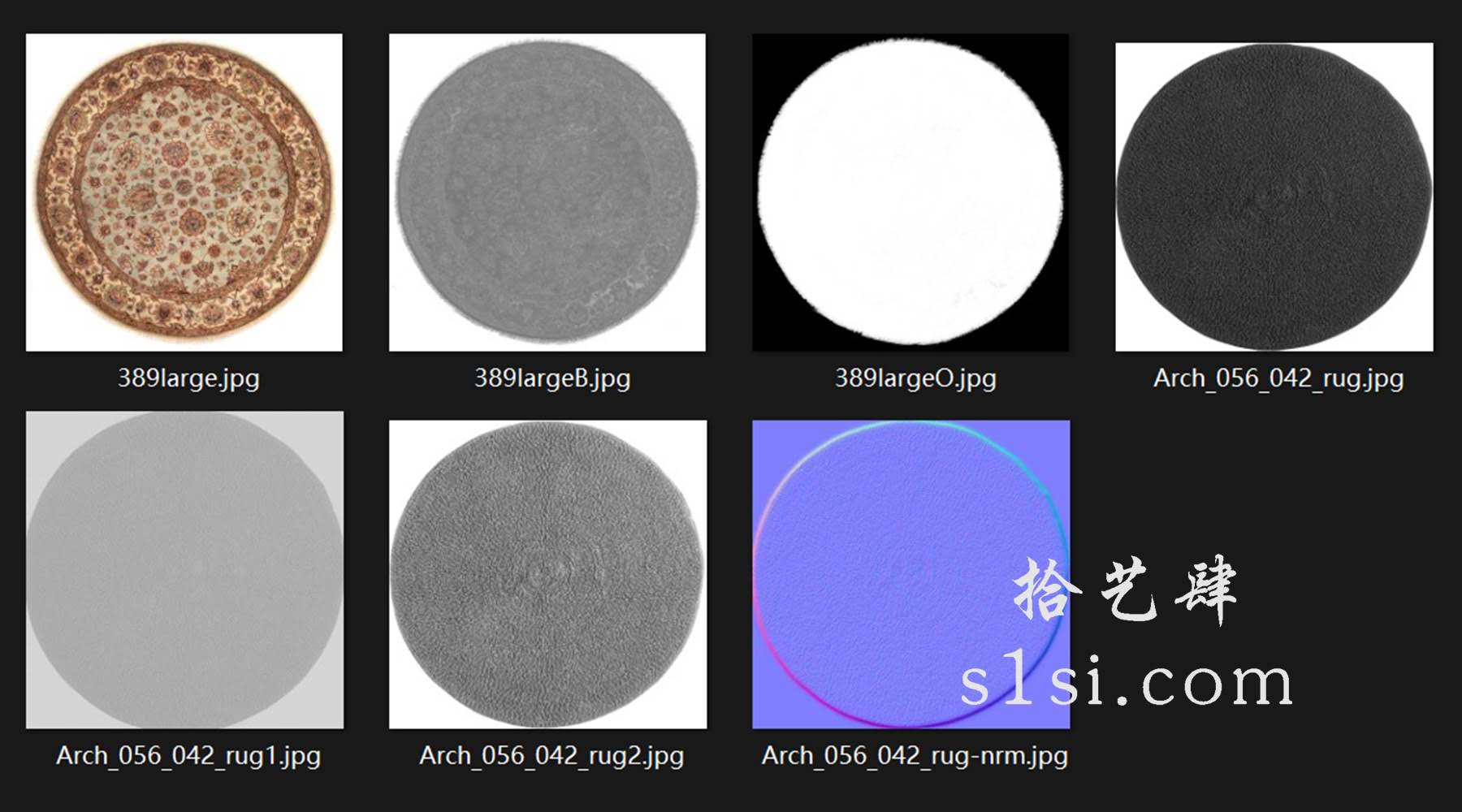 7张 圆形 地毯 贴图 材质 纹理-拾艺肆