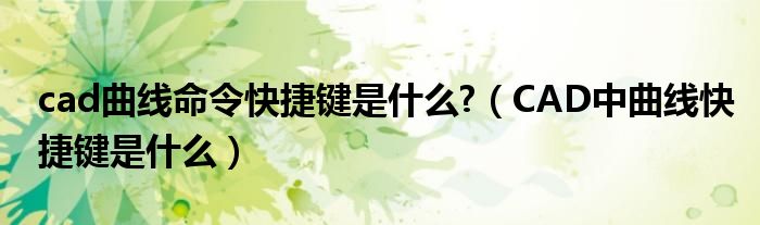 cad曲线命令快捷键是哪些?（CAD中快捷键是哪些?）【ID:7837】插图-拾艺肆